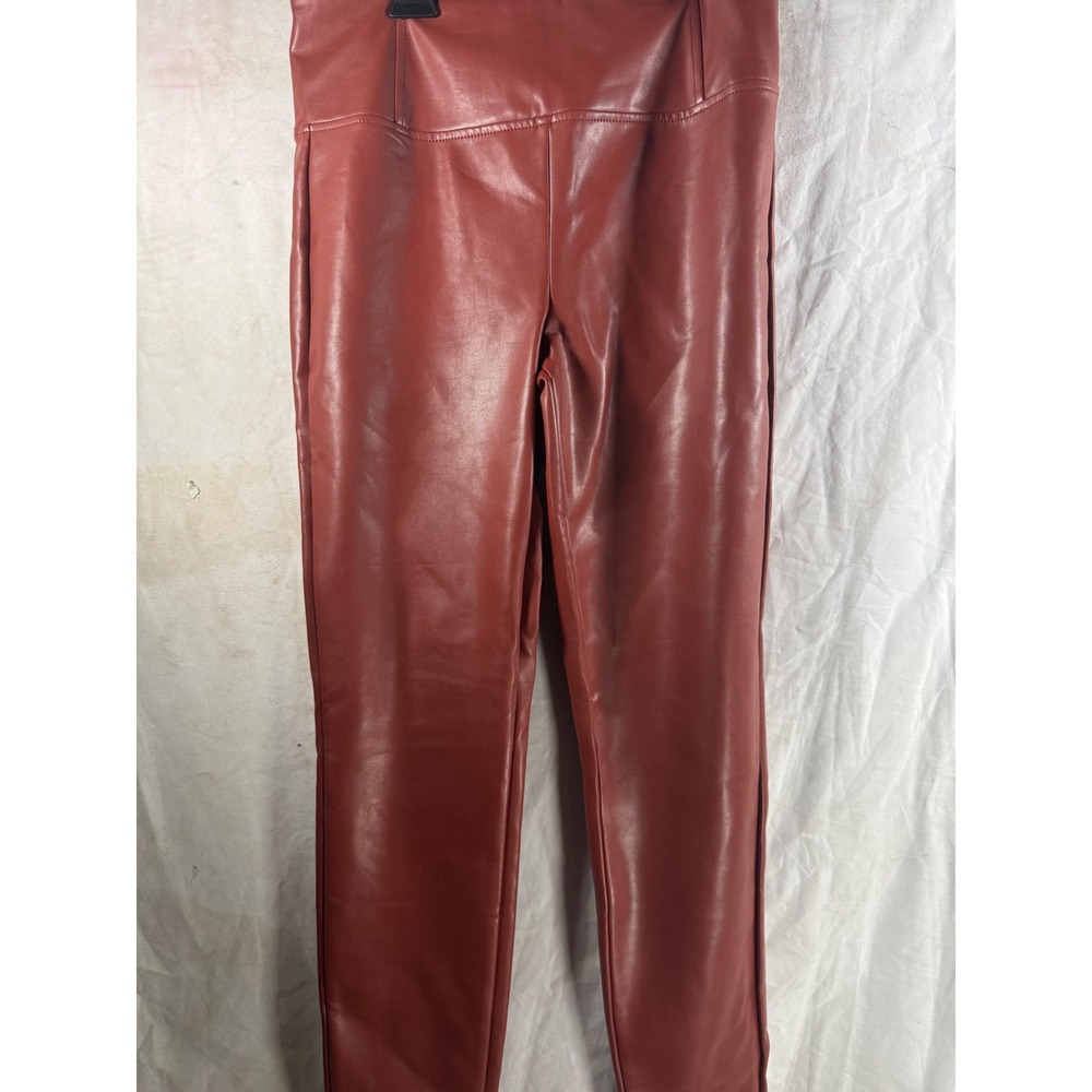 Laundry by Shelli Segal Faux Leather Leggings Rust Brown High Waisted Pants M